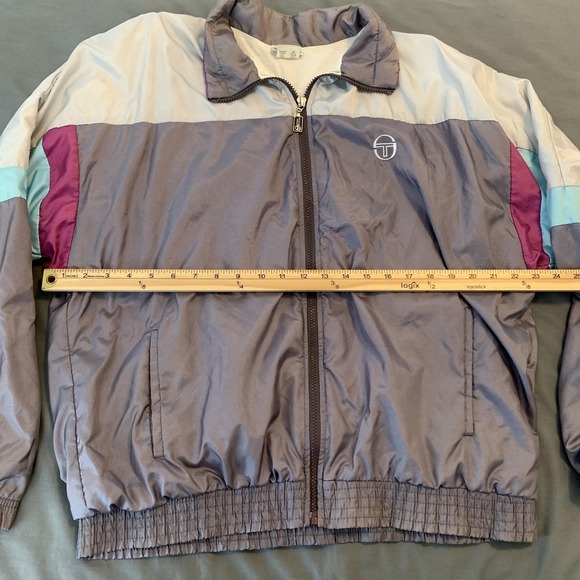 Vintage Sergio Tacchini Jacket Mens 40 Gray Colorblock Tennis Windbreaker 90s - Picture 4 of 7